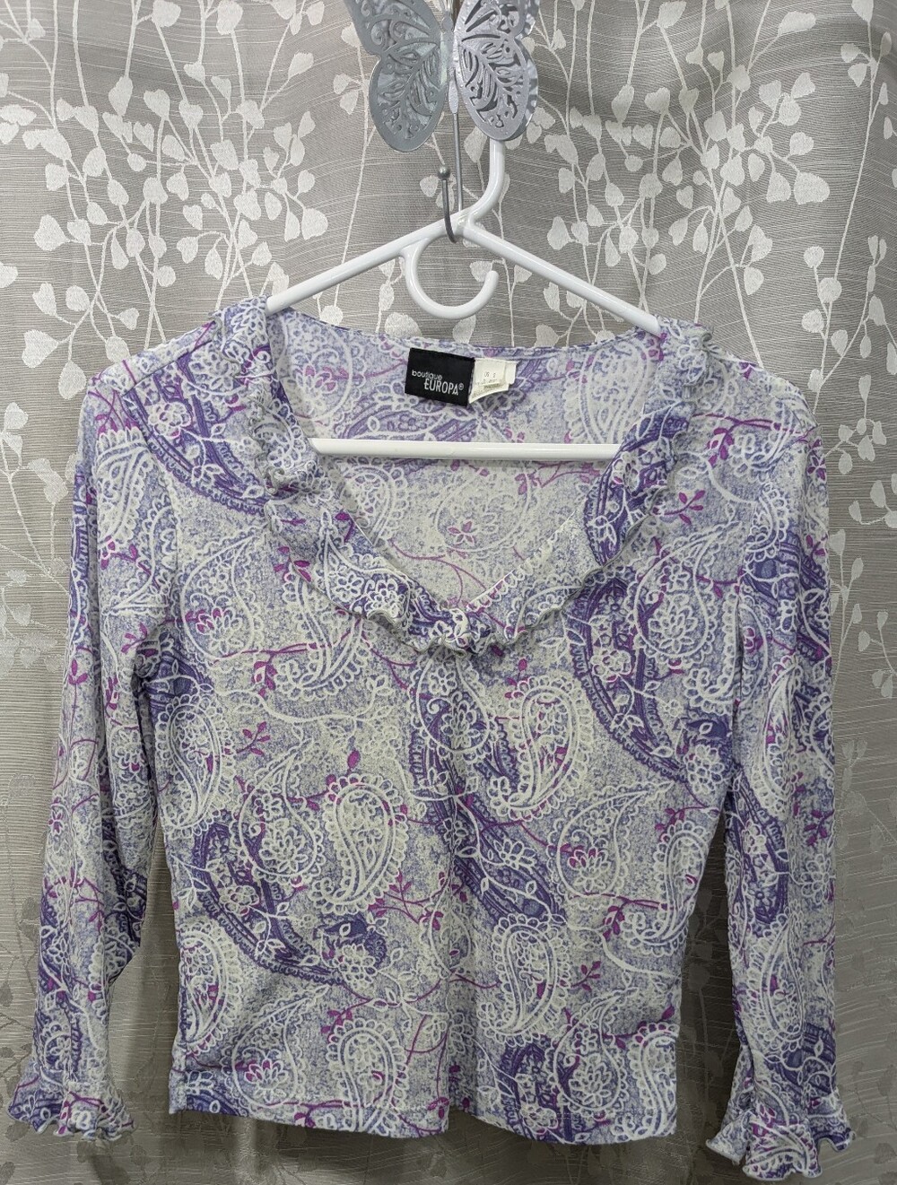Boutique Europa Paisley Ruffle-Neck Blouse, Women's Small - Picture 3 of 8